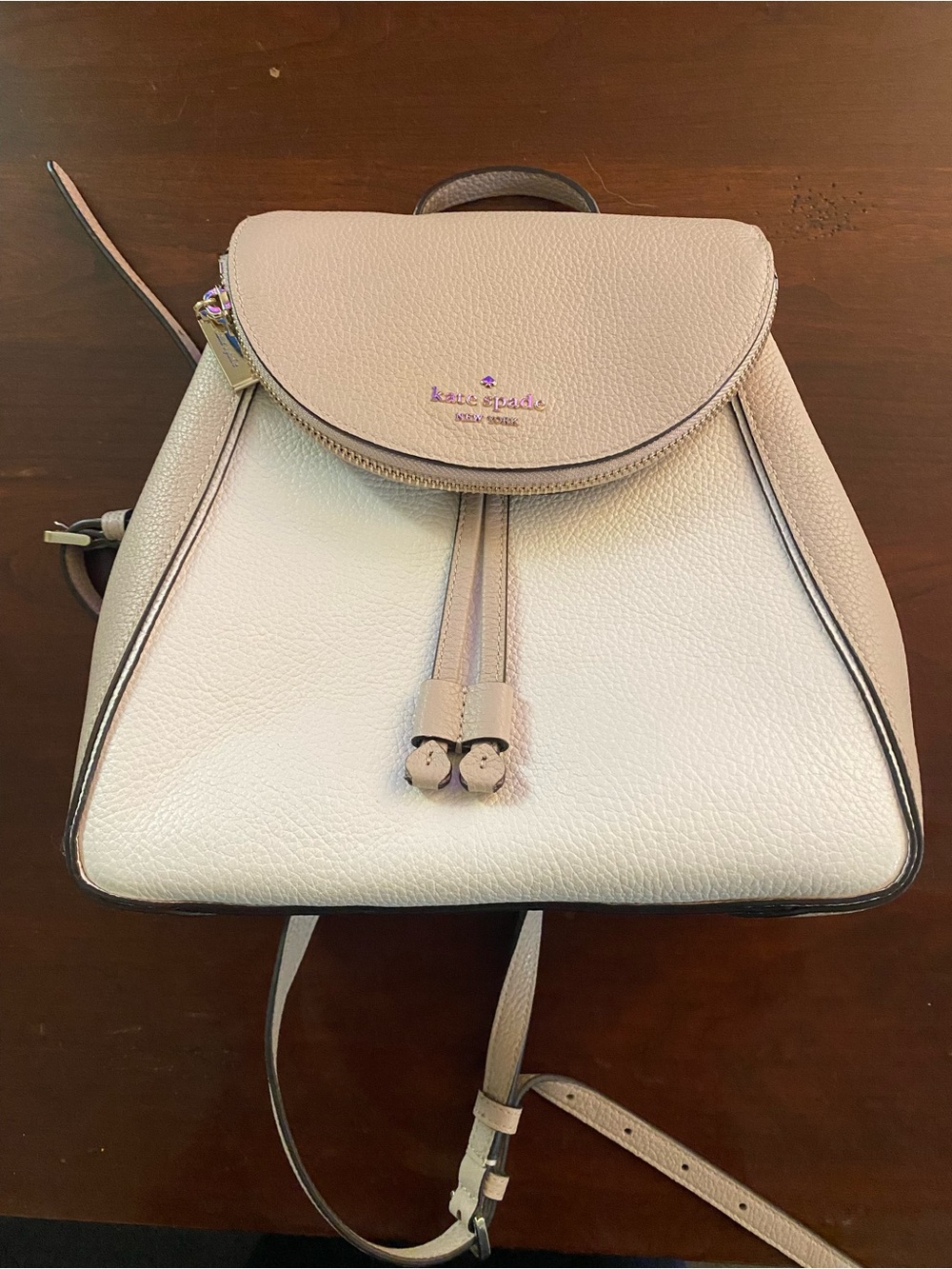Kate Spade Pale Blush Leila Pebbled Leather Backpack